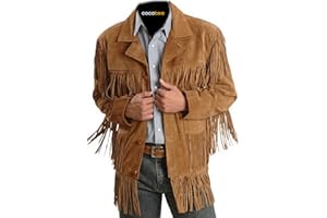 Men's Traditional Cowboy Western Leather Jacket Brown Coat with Fringe Native American Jacket Suede