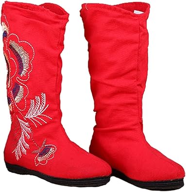 red flat boots