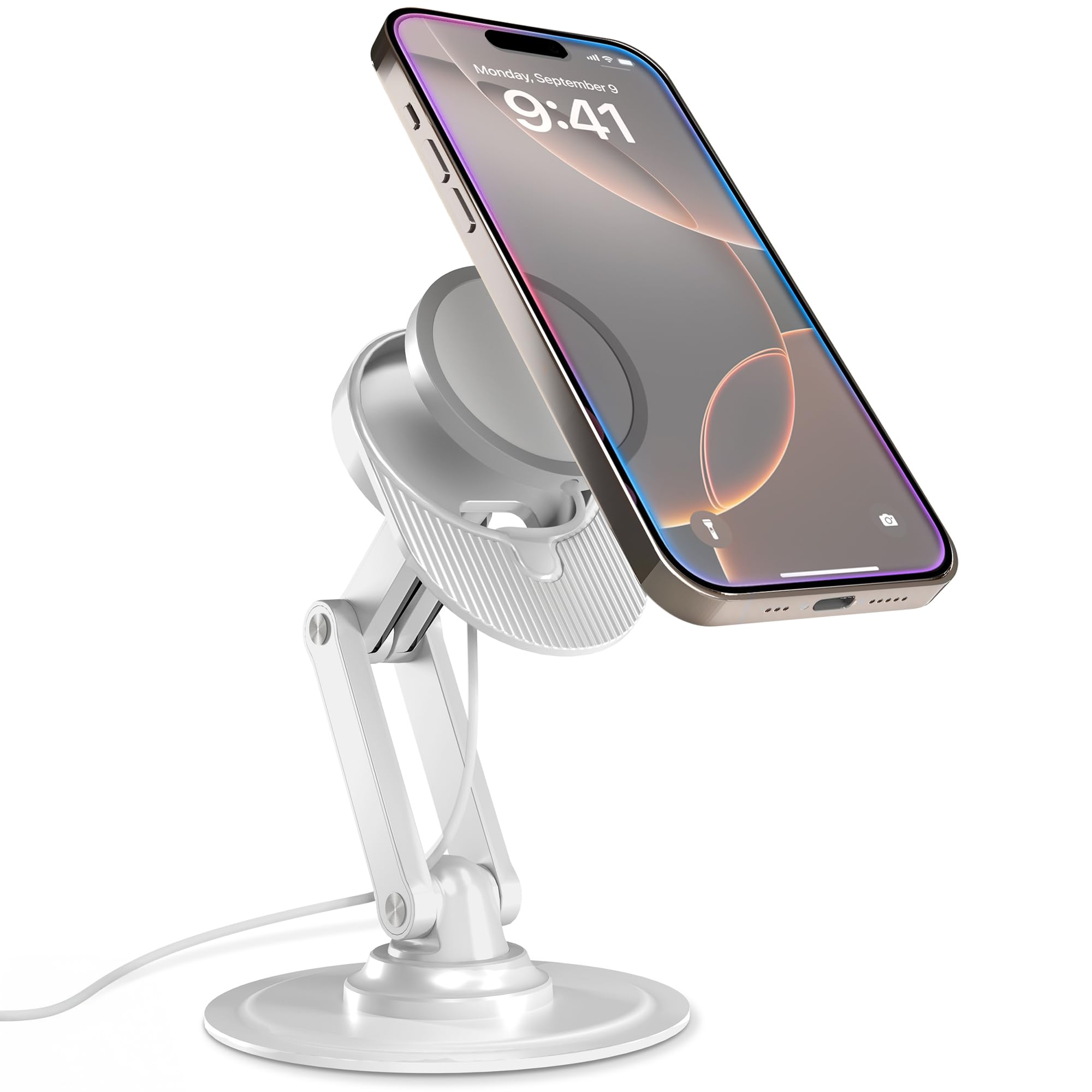 Photo 1 of Cooper 360 MagBase, Stand for Apple MagSafe Charger (Not Included) MagSafe Charger Stand for iPhone 16 Pro Max, iPhone 15,14,13,12, AirPods Charging, Standby Mode, 360° Rotation (Cream White)