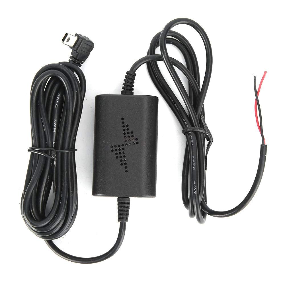 KIMISS Dash Cam Hardwire Kit Low Voltage Line 12V/24V to 5V Cable2.5A Step down Line Left Angle Mini USB Step-Down Line for Parking Management