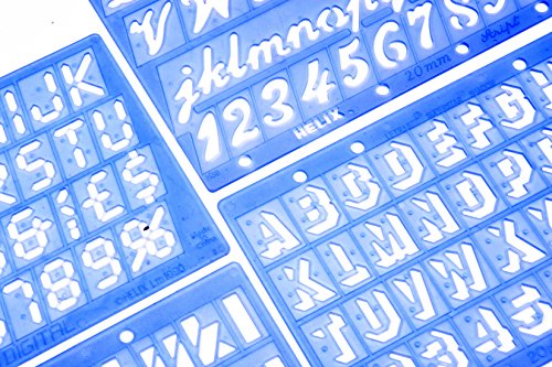 Helix Assorted Font Lettering Guide 4 Piece Set (Script, Digital, Stripe, Shadow) (08500)