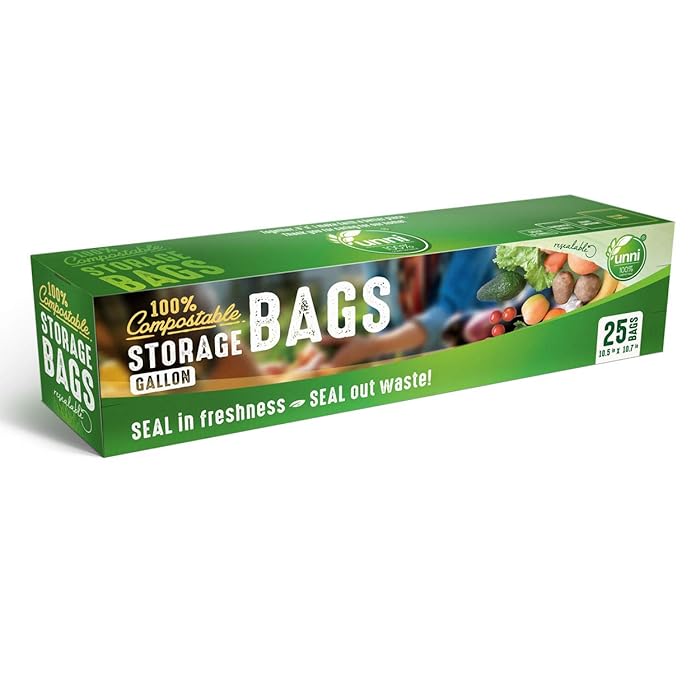 Buy UNNI 100 Compostable Storage Bags, Gallon, Resealable Compostable