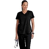 Grey's Anatomy Women's Two Pocket V-Neck Scrub Top with Shirring Back