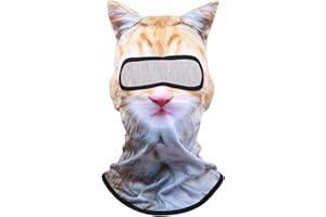 XILIWUS Cat Ski Mask, Breathable Cat Balaclava, Dog Balaclava, Halloween Hat, Cute Full Face Mask Animal Ski Mask for Hiking Riding