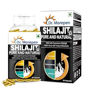 DR. MOREPEN Shilajit Capsules | Pure Himalayan Shilajit Extract | Supports Energy Production, Focus and Vitality | Vegan, Pure & Natural Shilajit Consist of More Than 84 Minerals 60 Capsule Pack of 1