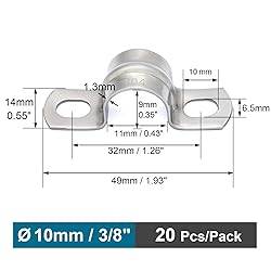 FamlTol 20 pcs 3/8" Conduit Clamps 304 SS Heavy