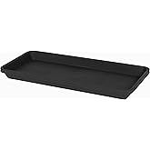 VUWEZ 2 Pack of Plastic Plant Tray Saucer Rectangular 30 inch, Plant Trays Saucers for Indoors Outdoor, Plant Water Drip Tray for Flower Pot Planter, Windowsill Plant Tray (8 X 30'', Black)
