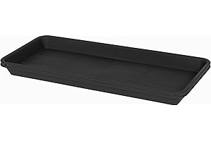 VUWEZ 2 Pack Plastic Plant Saucer, Rectangular, Indoors Outdoor, Drip Tray for Flower Pot, Windowsill (6 X 11 Inch, Black)