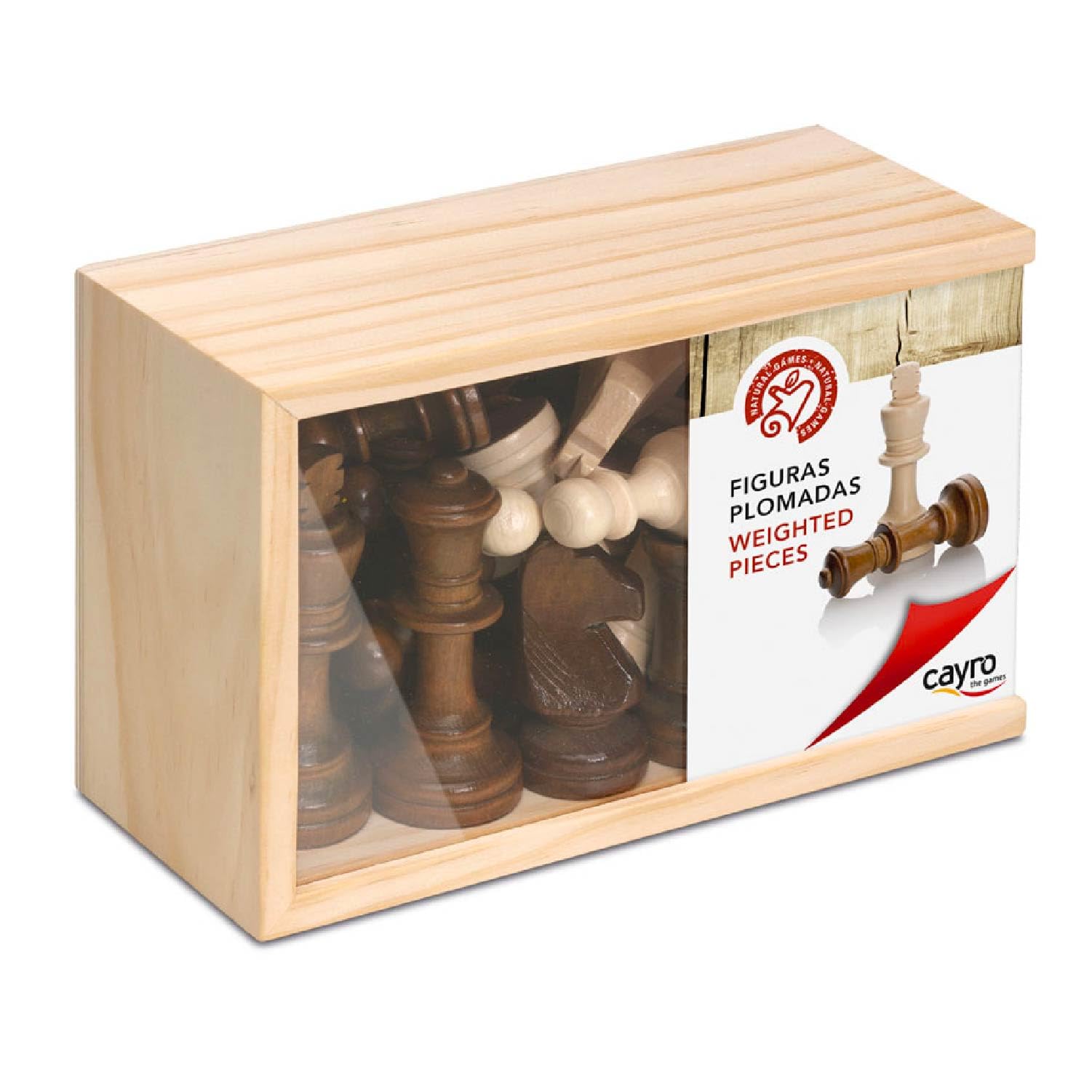 WOODEN CHESS ACC. BIG WITH GLASS COVER