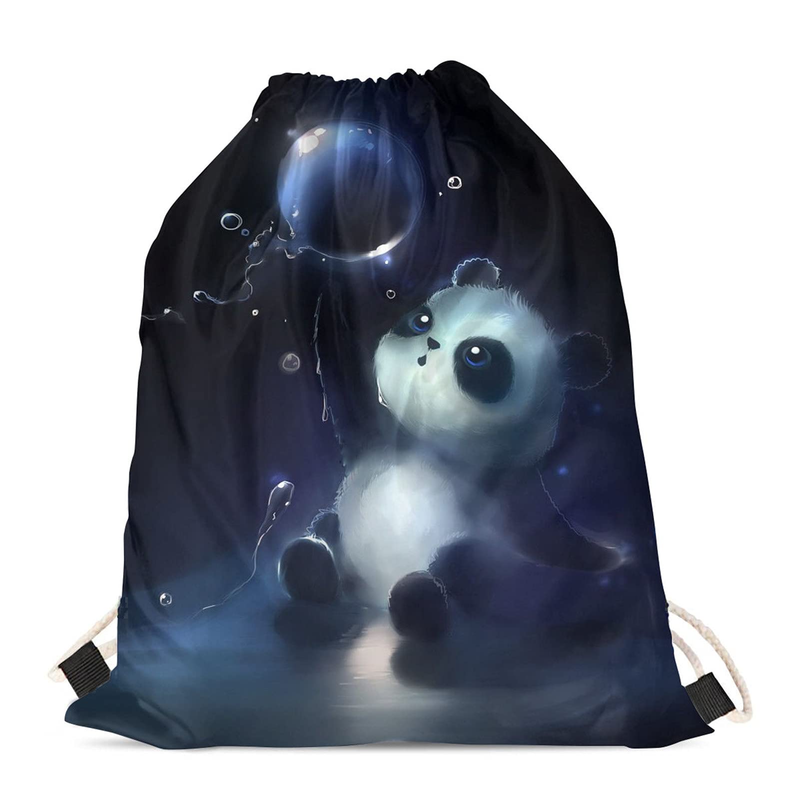Showudesigns Cute Panda Drawstring Bag for Kids Boys Girls Outdoor Sport Gym Backpack Swimming PE Cinch Sack Camping Hiking Gym Outdoor Travel Bag