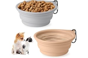 HOYEHOLA Dog Bowl Pet Travel Collapsible Bowls 2 Pack, Portable Foldable Cats Dogs Water Dish Puppy Bowl for Walking Parking Traveling, Silicone One-Piece Molded Rim No Fall Off or Crack BPA Free