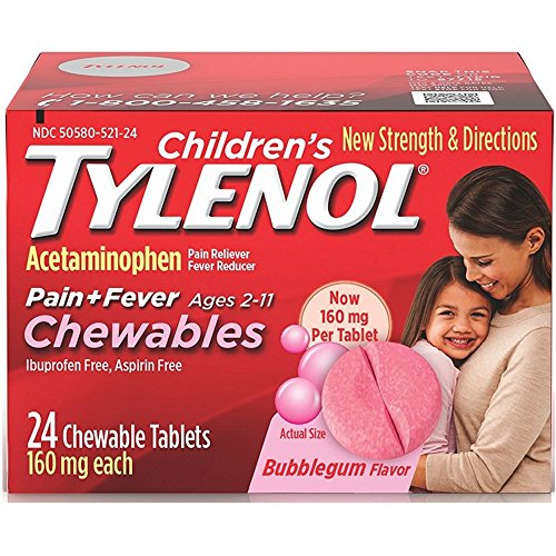 Children's Tylenol Chewables, Acetaminophen for Pain & Fever Relief, Bubble Gum, 24 ct