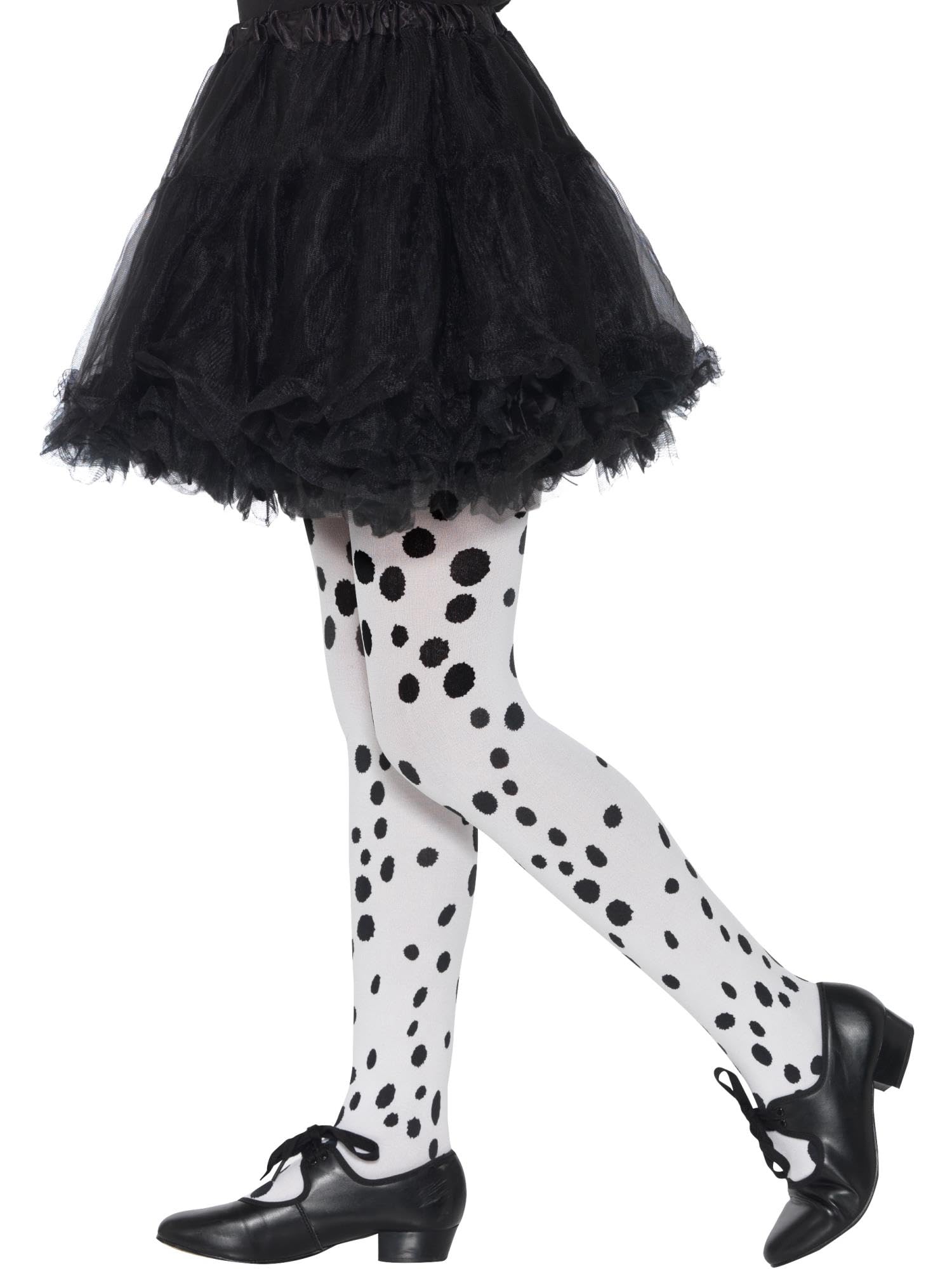 Smiffys Dalmatian Tights for Kids, Black and White Spot Design, Includes Child's Fancy Dress Tights, Animal Costumes, Halloween, World Book Day, Ages 6-12 Years