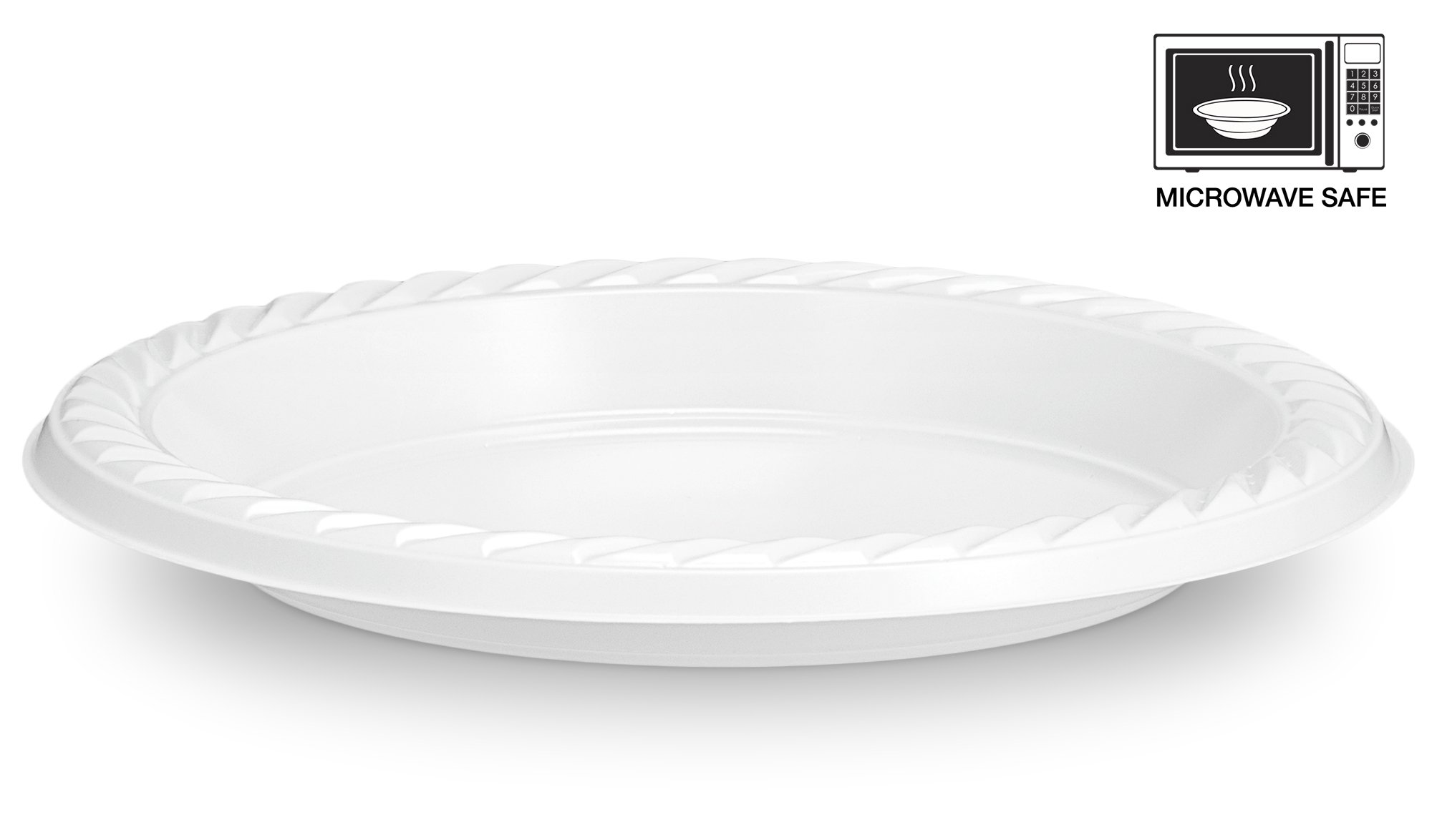 Basix 100 Count Disposable Plastic Plates Microwave Safe 6Inch, White