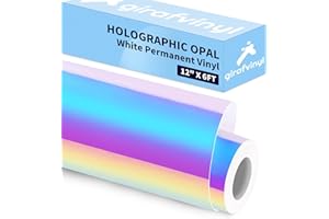 GIRAFVINYL White Holographic Opal Permanent Vinyl, Premium Iridescent Vinyl with Protective Film, for Christmas Decor & DIY Gifts, Durable & Waterproof