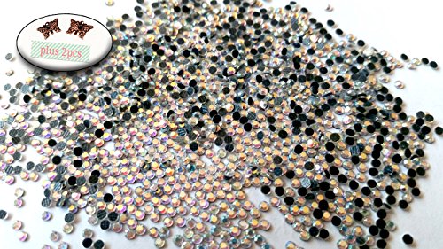 GoldenLiving168 Crystal AB Round 1000pcs Rhinestone 2mm (6ss) 3D Acrylic Nail Art Decoration Cellphone Case USA SELLER! FAST SHIPPING! 2 large butterfly charms included