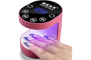 MEKK Cordless Mini UV Light for Gel Nails - 24W Rechargeable Mini UV LED Nail Lamp with Touch Control & Auto Sensor,Small Flash Cure Lamp,4 Timers,Portable Nail Light for Salon & Home-Rose Pink