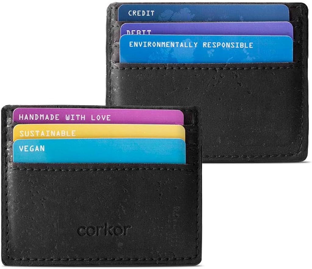 Corkor Card Case Wallet Minimalist ID Holder Slim RFID Blocking for Men Women Black Color - Image 5