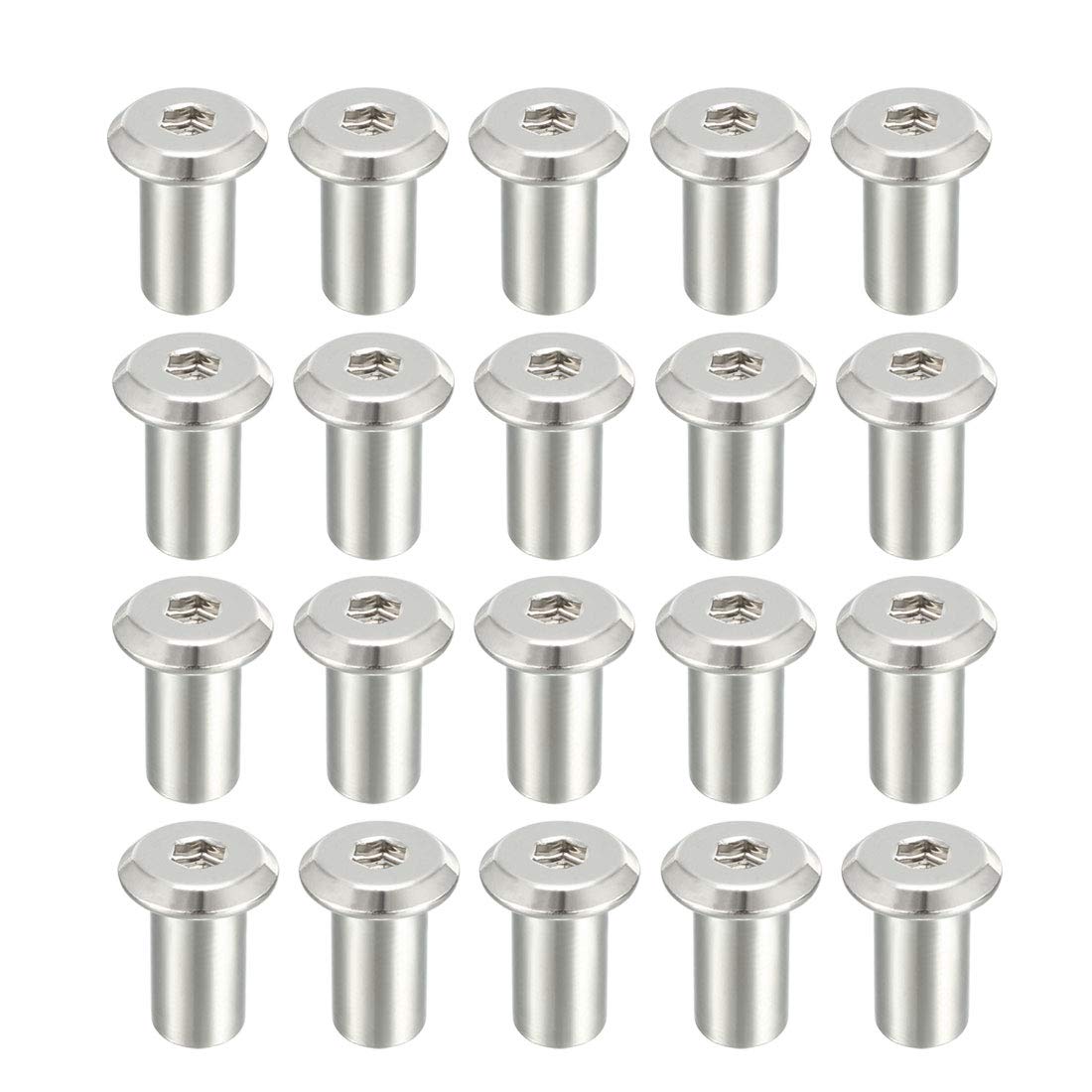 sourcing map M6x15mm Hex Socket Head Insert Nut Screw Post Sleeve Nut for Furniture 20pcs