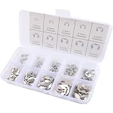 E Clips Assortment Kit 120PC External Retaining Rings Set (M1.5-M10), 10 Sizes Snap Rings Assortment Kit, 304 Stainless Steel Retaining Rings Collection for Shaft Maintenance