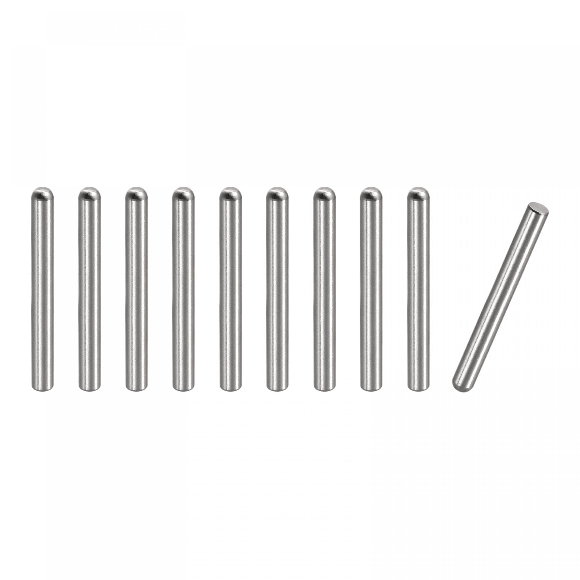 TOP-VIGOR 10Pcs 6mm x 50mm Dowel Pins, 304 Stainless Steel Round Head Flat Chamfered End Shelf Pegs Support Fasten Elements Silver Tone