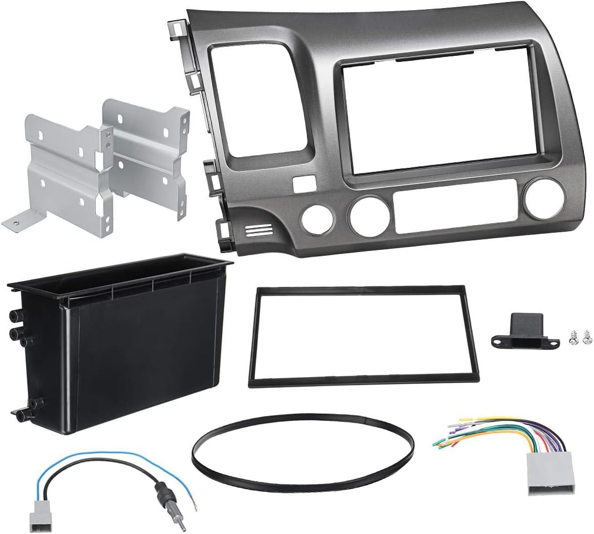 Value.Trade.Inc - Double Din Radio Fascia Dash For Honda for Civic 2006-2011 Only for Left Driving Car DVD Stereo CD Panel Face Frame Fascia Kit