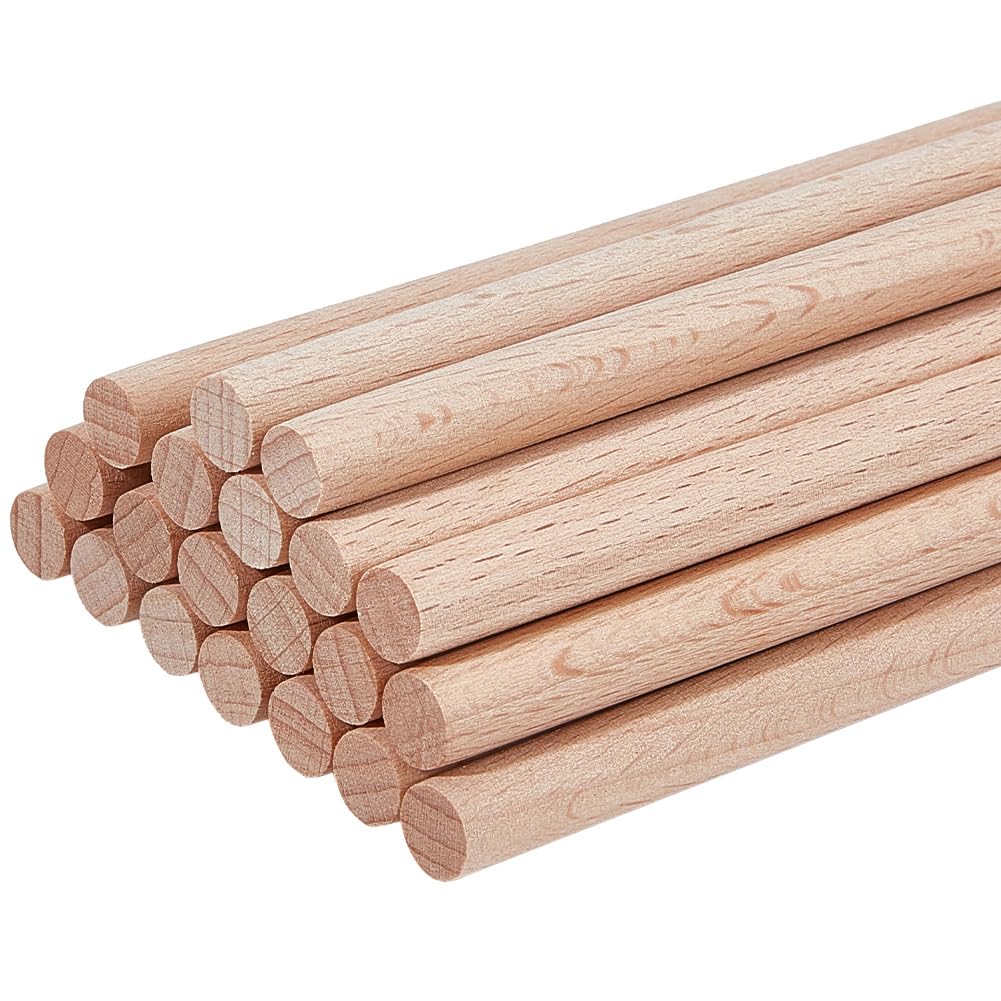 OLYCRAFT 12Pcs Round Wood Sticks 30cm Long Unfinished Beech Wooden Strips 10mm Round Dowels Strips Wooden Dowel Rod Natural Wood Sticks Model Accessories for Building Model DIY Craft Supplies