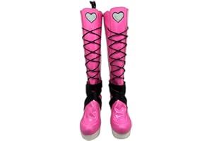 UPUPCOS Women's Cosplay Shoes Pink High Heeled Shoes Lace Up Boots Halloween Party Costume Boots