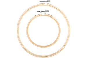 simarro 2 Pieces Embroidery Hoops, 4" and 6" Round Embroidery Hoops Bamboo Round Cross Stitch Hoops, Adjustable Frame Hoop for Embroidery, Cross Stitch, Art Craft Sewing, and DIY Decoration