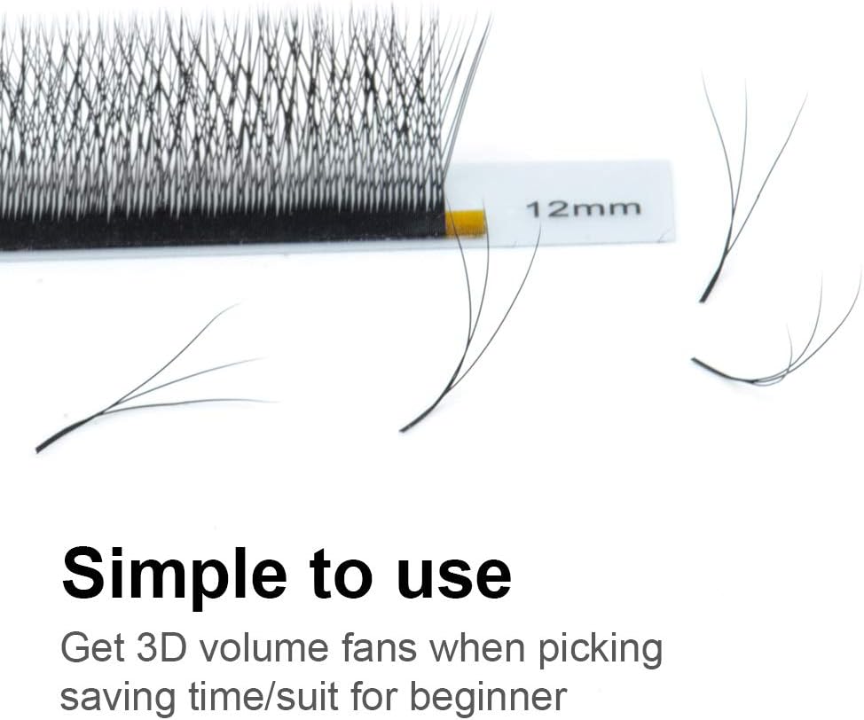 NAGARAKU 3D Lashes,W Shape Eyelash Extensions 0.07mm C Curl 8-12mm Mix Volume Lashes Hand Woven Long Stem Matte Black Premade Fans 3 Tips False Eyelash - Image 4