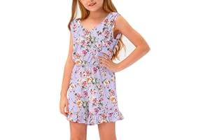 BesserBay Girls Summer Sleeveless Romper Ruffle Trim Casual Jumpsuit 4-14 Years