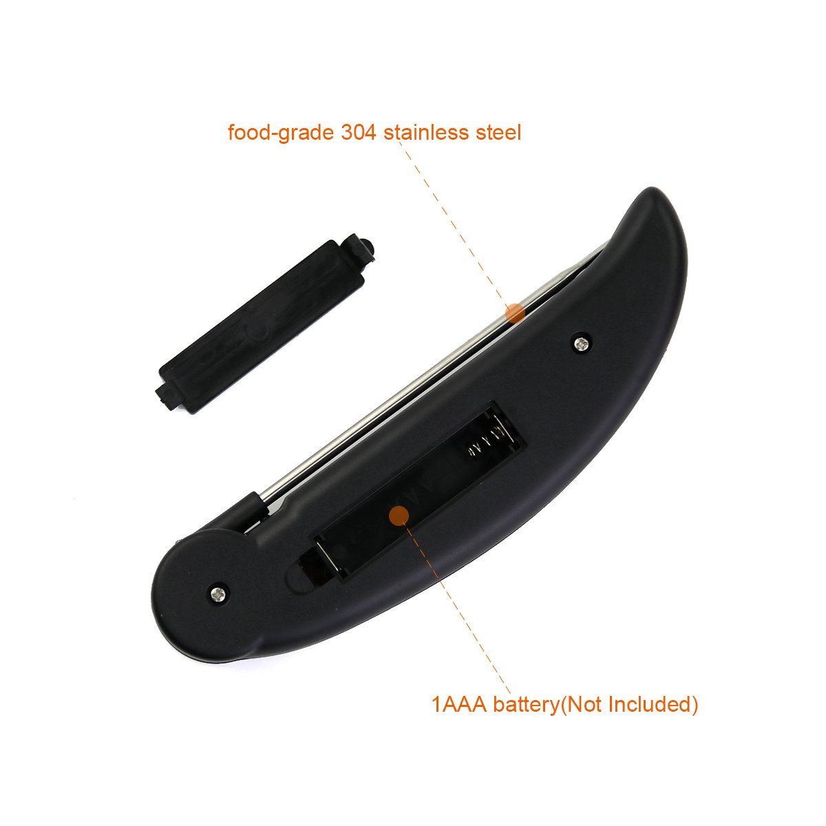 ALLESCOOL Digital Food Thermometer, Instant Read Meat Thermometer with Foldable Probe,Probe for Kitchen Cooking, BBQ, Poultry, Grill Food, Fast & Auto On/Off(black)