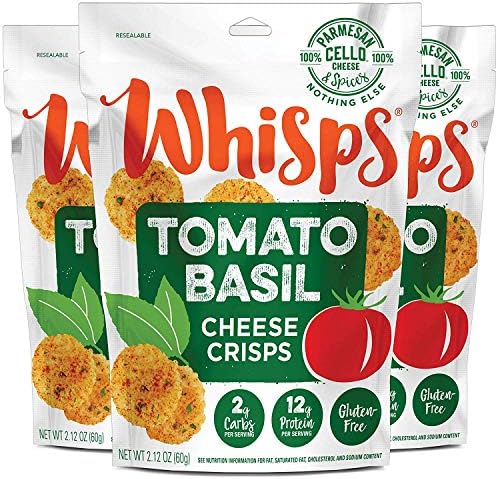 Whisps Tomato Basil Cheese Crisps | Keto Snack, No Gluten, Zero Sugar, Low Carb, High Protein | 2.12oz (3 Pack) (2 Pack)