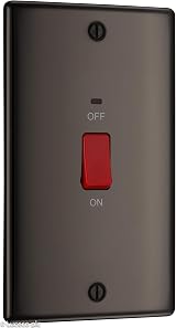 BG Electrical Nexus Metal Large Cooker Switch 45A Black Nickel LED Indicator