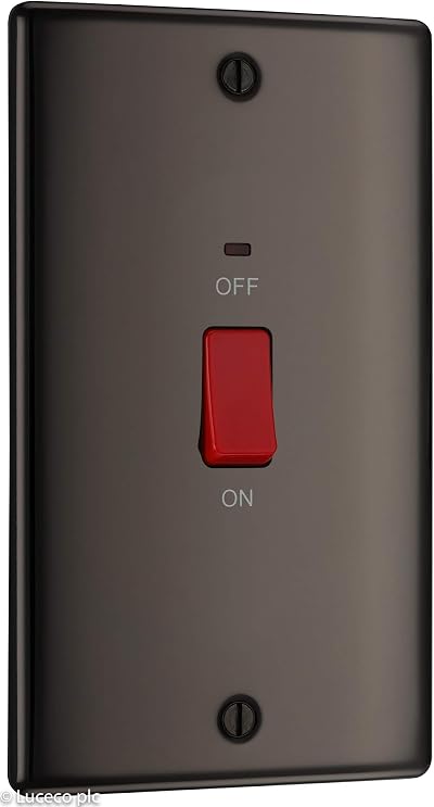 BG Electrical Nexus Metal Large Cooker Switch 45A Black Nickel LED Indicator