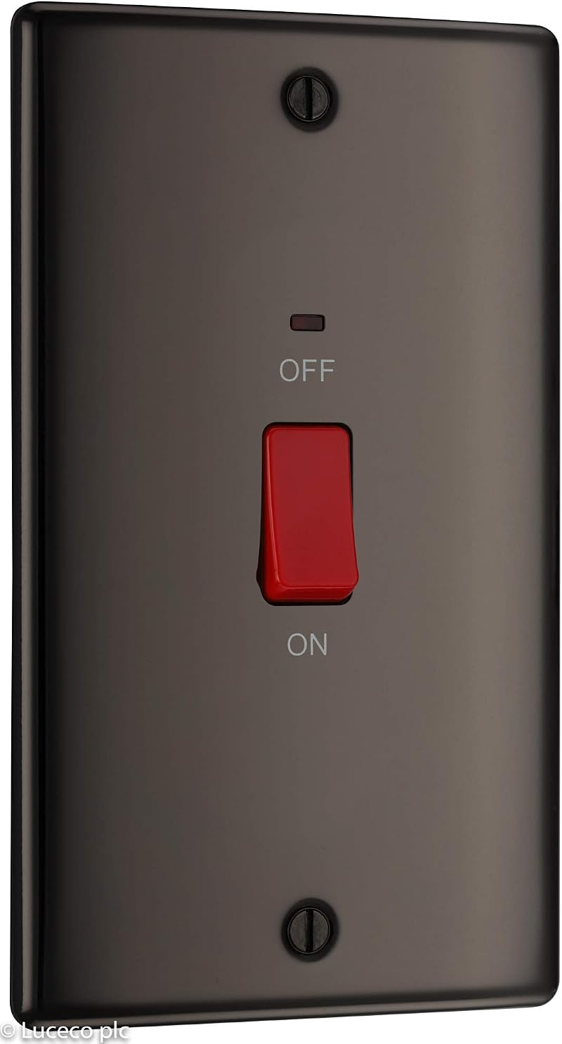 BG Electrical Nexus Metal Large Cooker Switch 45A Black Nickel LED Indicator