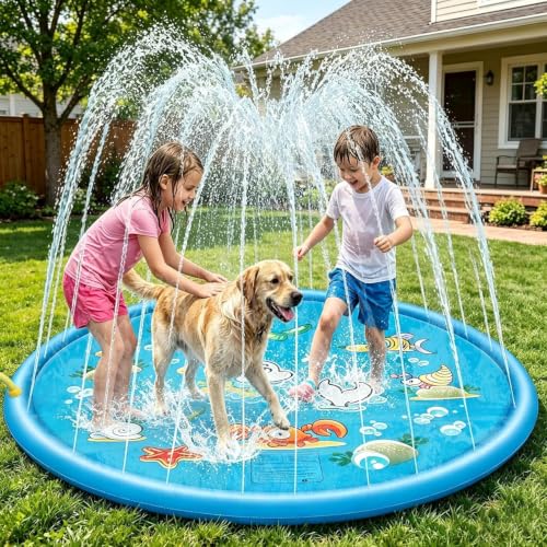 Kezidhp Water Sprayer Mat for Children and Dogs, 170 cm, Inflatable Summer Garden Pool – Refreshing Toy for Outdoors, Ideal 2-3 Years
