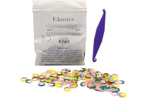 SNAWOP Orthodontic Elastic Rubber Band 3/16" Neon 100PCS Heavy 4.5 Ounce Intraoral Teeth Brace Bands with Placer Hook