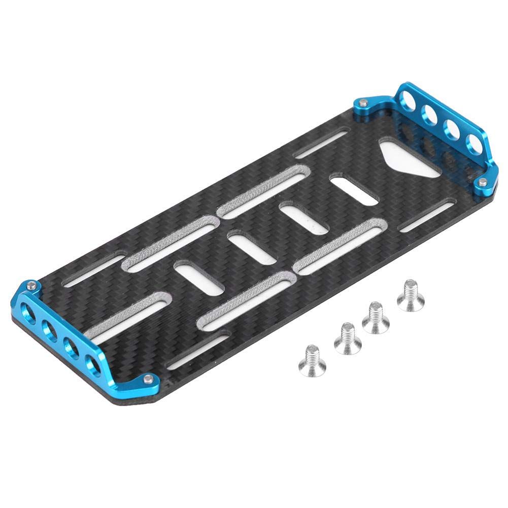 RC Battery Mount Plate, Carbon Fiber Battery Mount Plate for Axial SCX10 CC01 F350 D90 1/10 Scale RC Car Accessories(Blue)