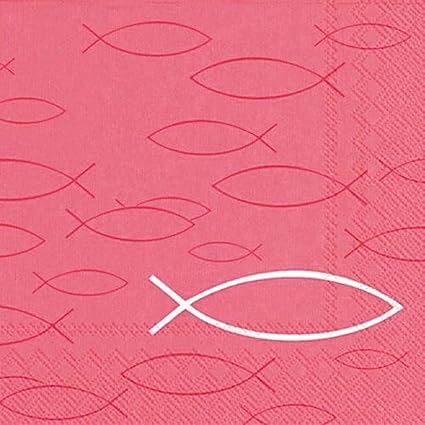 20 Servietten zur Kommunion Taufe Konfirmation Firmung Fische pink rosa