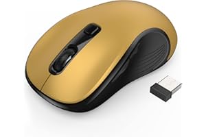 Deeliva Wireless Mouse, Computer Mouse Wireless 2.4G USB Cordless Mouse with 3 Adjustable DPI, 6 Buttons, Ergonomic Portable Silent Mice for Laptop PC Computer Chromebook (Yellow)