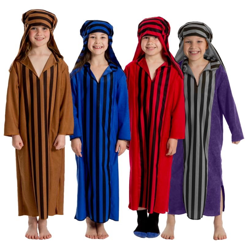 Charlie Crow Deluxe Shepherd/Innkeeper nativity costume for kids | 4 Colours | One Size 5-7 Years (Red)