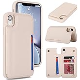 iCoverCase Compatible with iPhone XR Case with Card Holder, Wallet Phone Case for Women Men RFID Blocking PU Leather Protective Case 6.1 Inch (Beige)