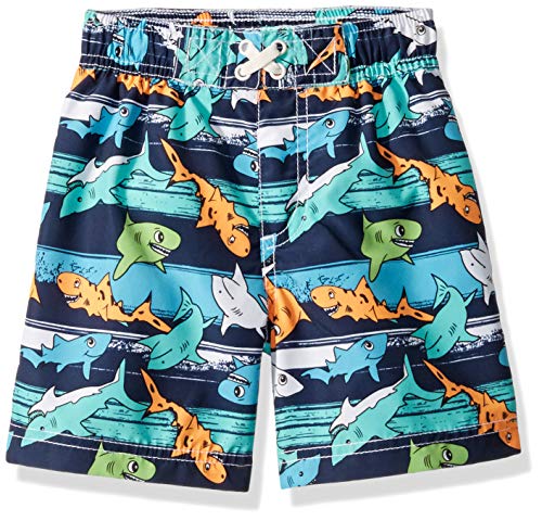 Wippette Toddler Boys' Quick Dry Swim Trunk, Cute Shark Navy, 2T