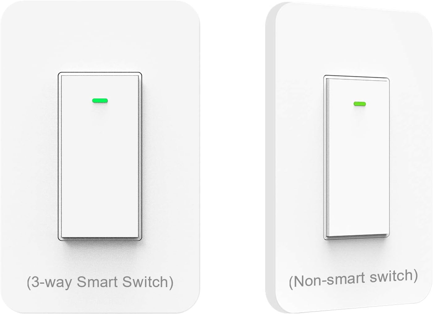 Smart Switch 3 Way Smart WiFi Light Switch Compatible with Alexa and Google Home, 2.4Ghz WiFi Light Smart Switch, Neutral Wire Required, No Hub Required, 2 Pack