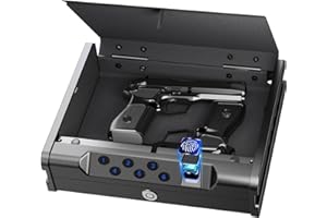 teentan Biometric Gun Safe for Pistols - Quick-Access Handgun Safe with Fingerprint & Digital Keypad | Fits 2 Pistols | Silen