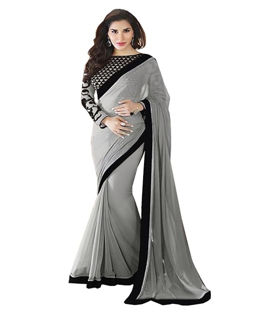 chiffon party wear saree on amazon