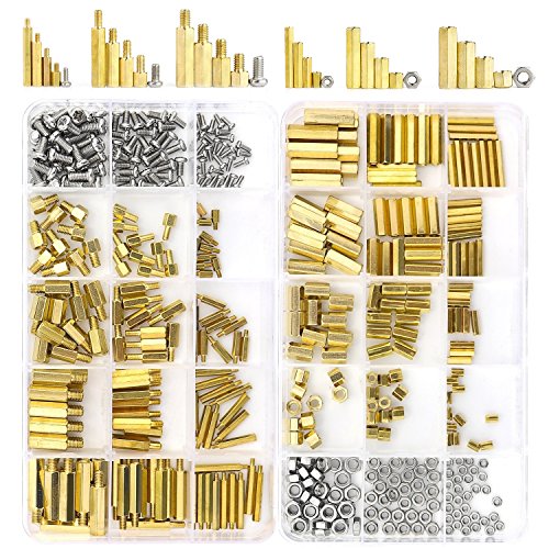 Sutemribor 420PCS M2 M3 M4 Male Female Hex Brass Spacer Standoff Screw Nut Assortment Kit