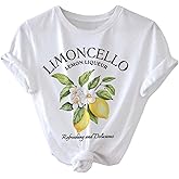 SweatyRocks Women's Lemon Shirts Letter Fruit Printed Graphic Tees Short Sleeve Casual T-Shirt