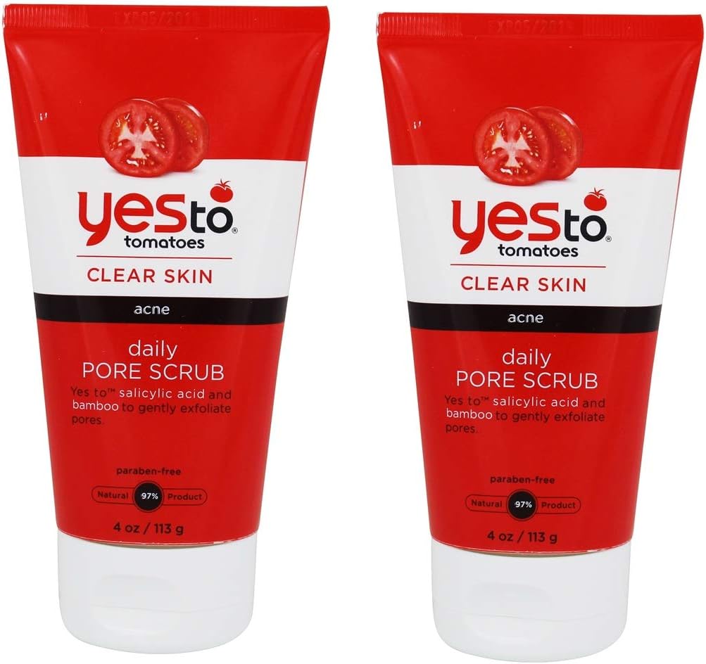 Yes to Tomatoes Daily Pore Scrub (Pack of 2) with Bambusa Arundinacea Stem Extract, Mango Seed, and Ginger Root Extract, 4 oz.